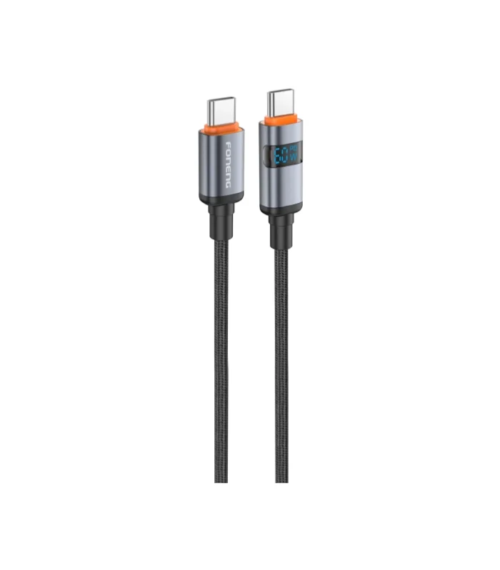 FONENG X116 Braided 1.2M 60w Type- C to Type- C Cable- Black