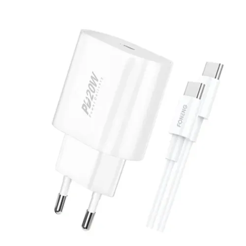 FONENG (EU39) PD 20W Quick Charger With Type-C to Type-C Cable- White